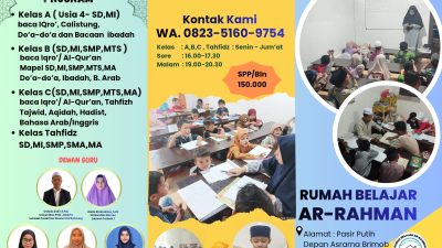 Rumah Belajar Ar-Rahman Buka Pendaftaran Murid Baru